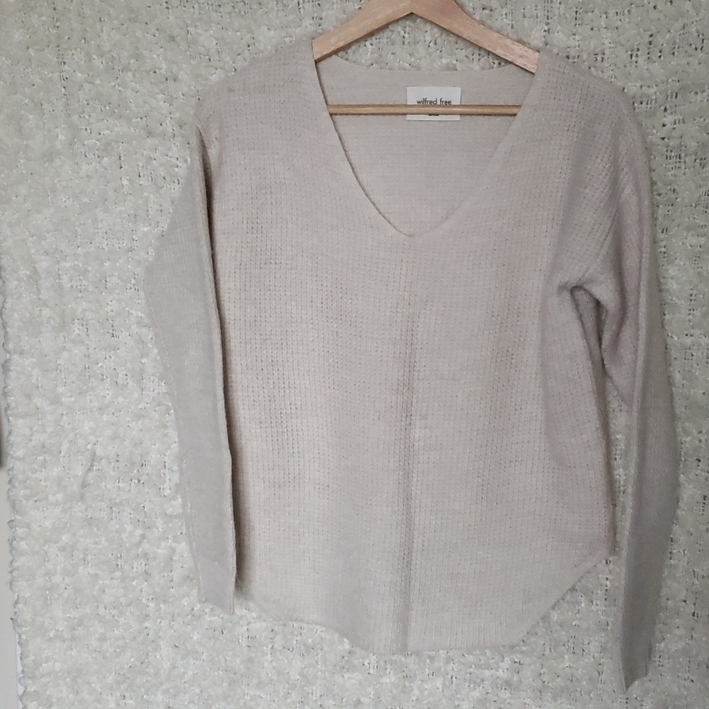 Aritzia women's Wolter heather birch 100% merino pullover sweater medium new - Picture 3 of 11